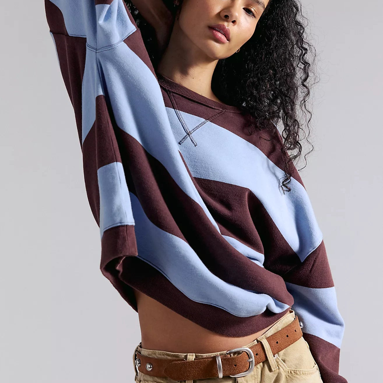 Free People Classic Striped Oversized Crewneck Main image