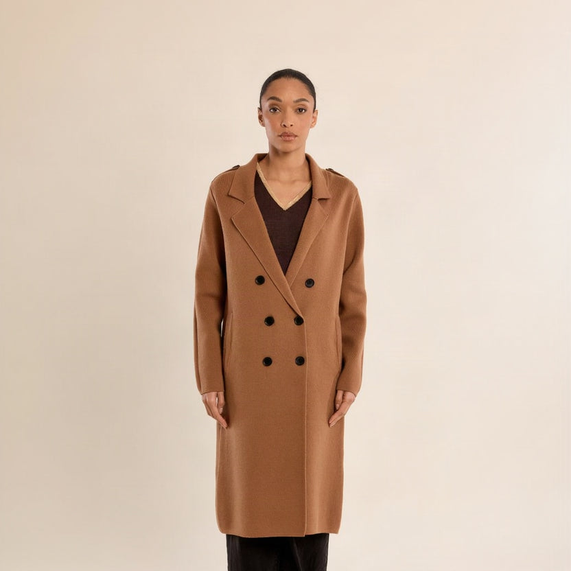 Double Breasted Knit Coat
