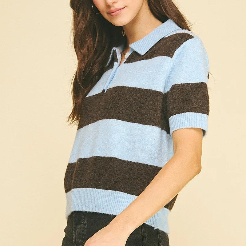 Color Block Collar Knit Sweater