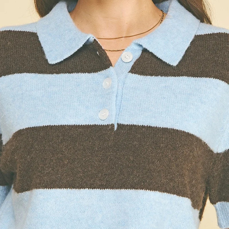 Color Block Collar Knit Sweater