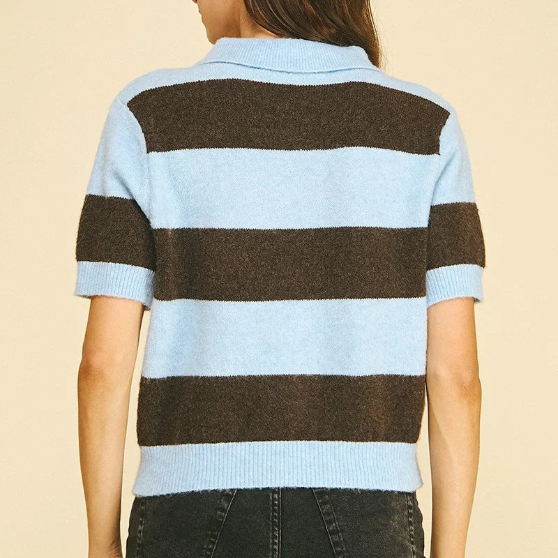 Color Block Collar Knit Sweater
