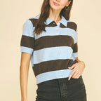 Color Block Collar Knit Sweater