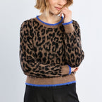 Cobalt Contrast Leopard Sweater