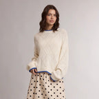 Contrast Trim Pointelle Sweater