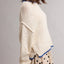Contrast Trim Pointelle Sweater