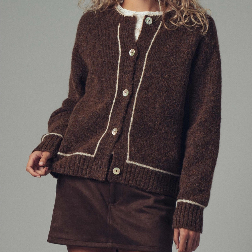Contrast Trim Boho Knit Cardi