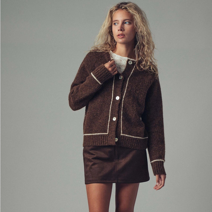 Contrast Trim Boho Knit Cardi