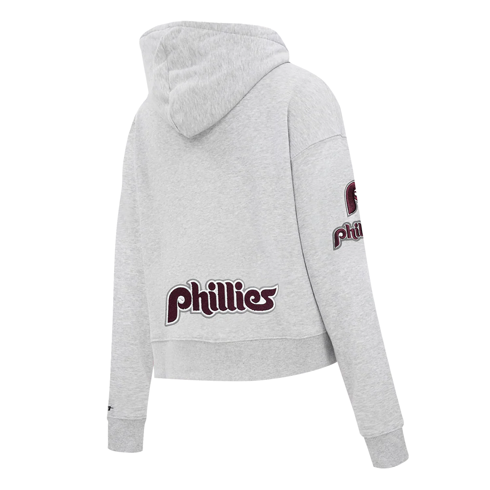 MLB Philadelphia Phillies Retro Classic Women's Cropped Pullover Hoodie