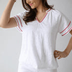 Daisy Embroidered Short Sleeve Top