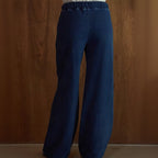Dark Denim Cotton Wide Leg Pants