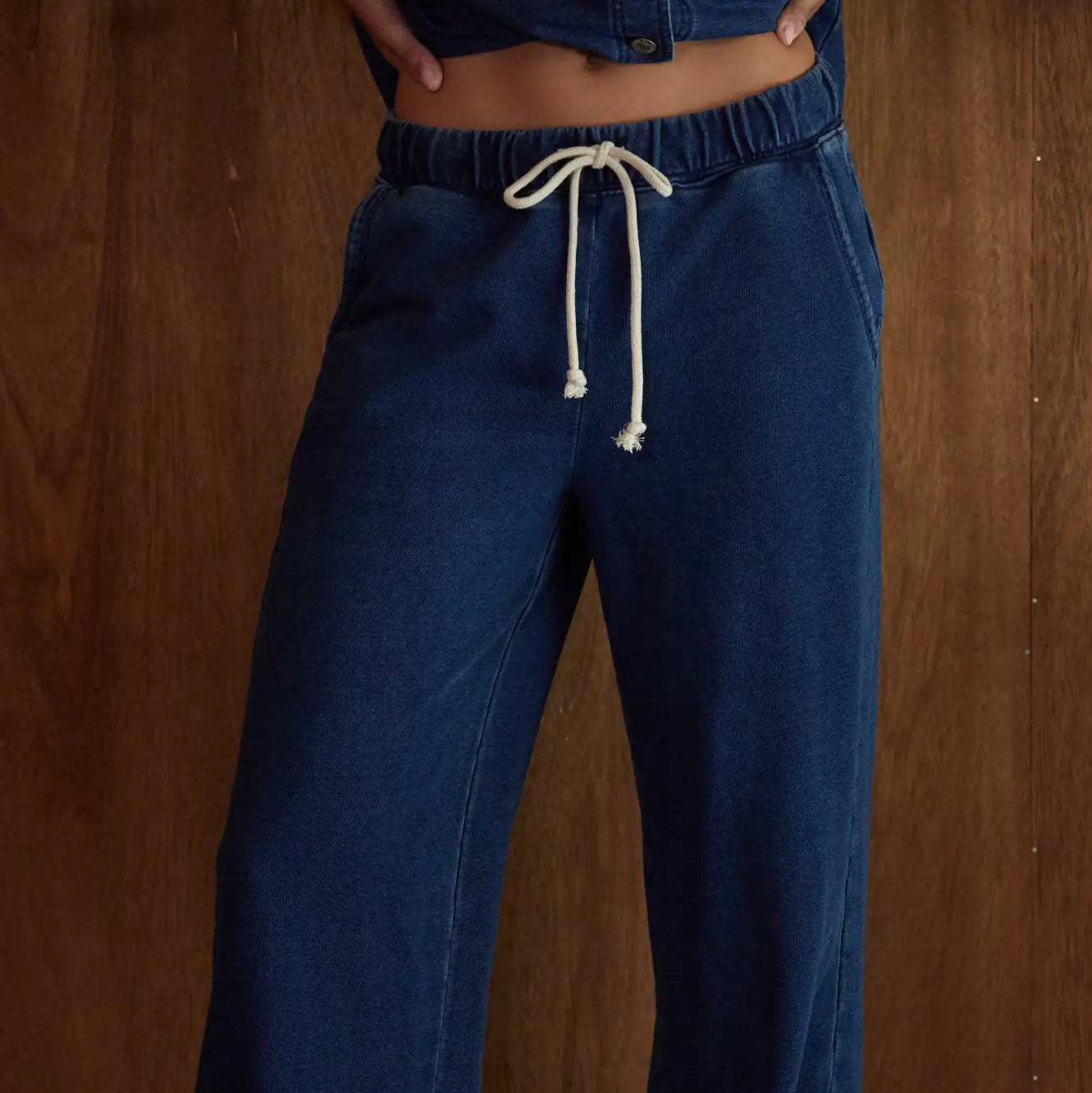 Dark Denim Cotton Wide Leg Pants Secondary image