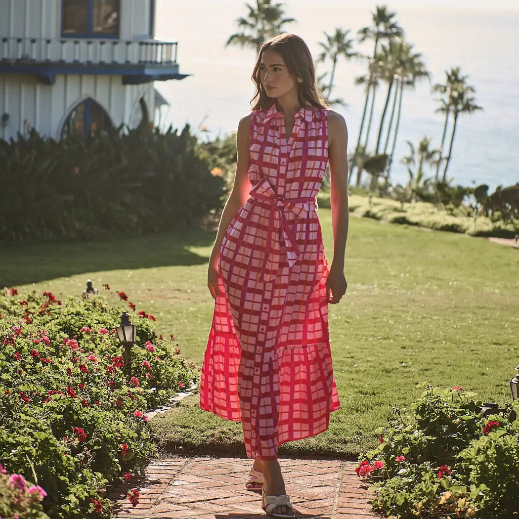 Darvy Checker Cileah Collared Maxi