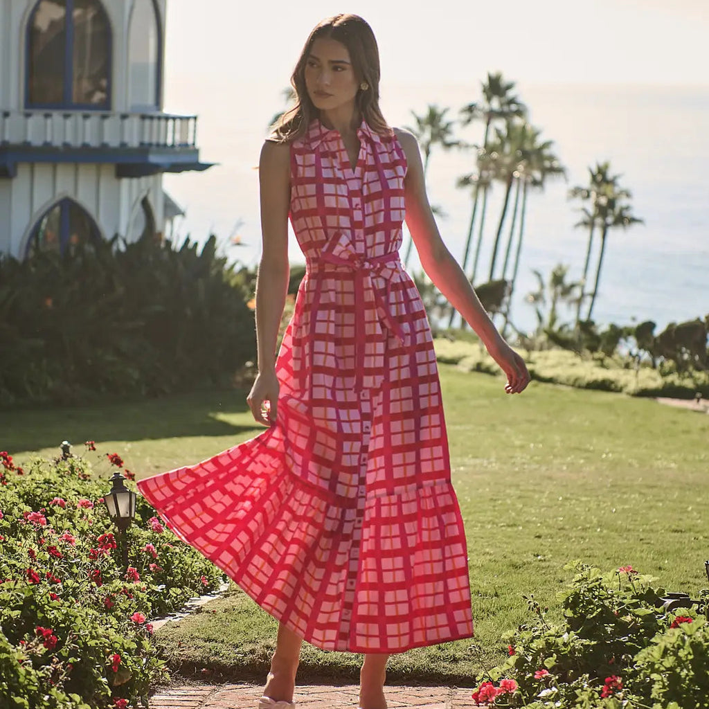 Darvy Checker Cileah Collared Maxi