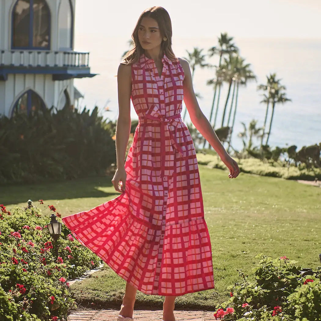 Darvy Checker Cileah Collared Maxi