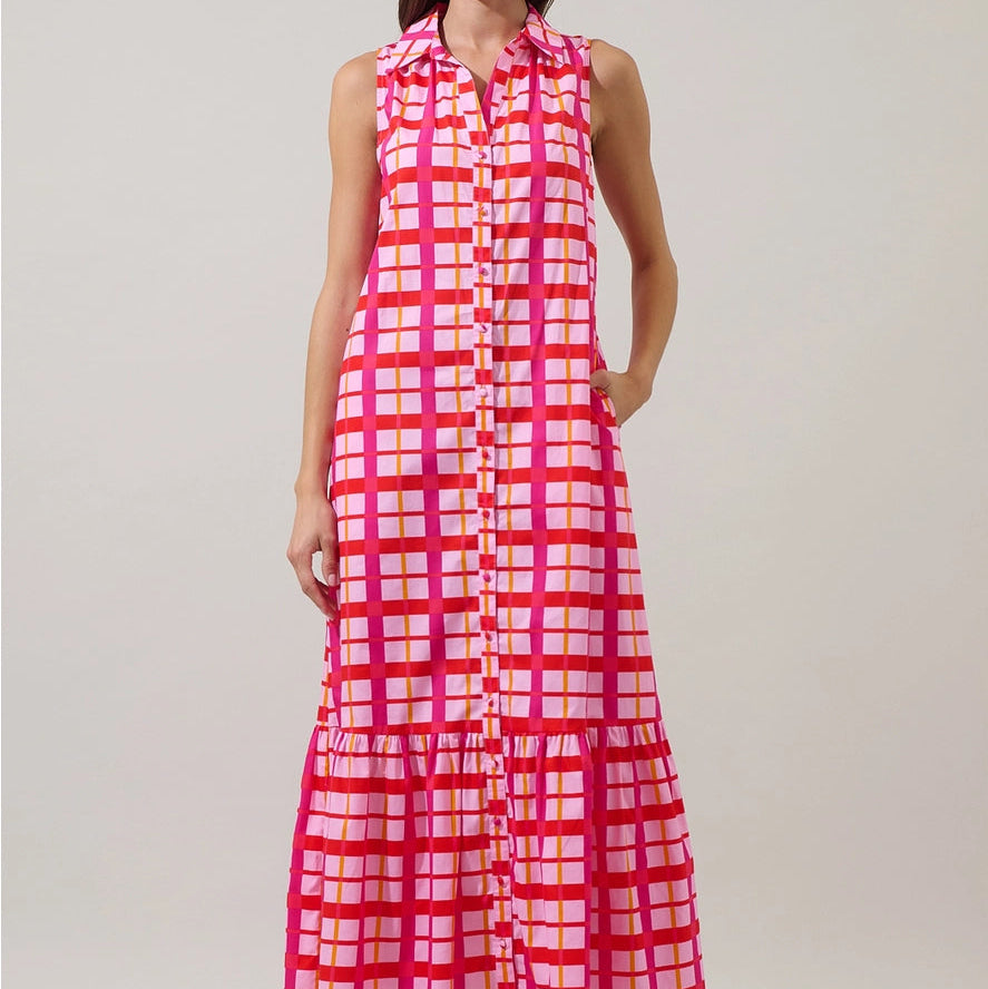 Darvy Checker Cileah Collared Maxi