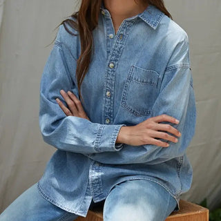 Chambray Woven Denim Button Down