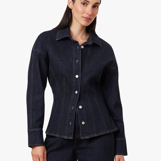 Long Sleeve Seamed Denim Shirt