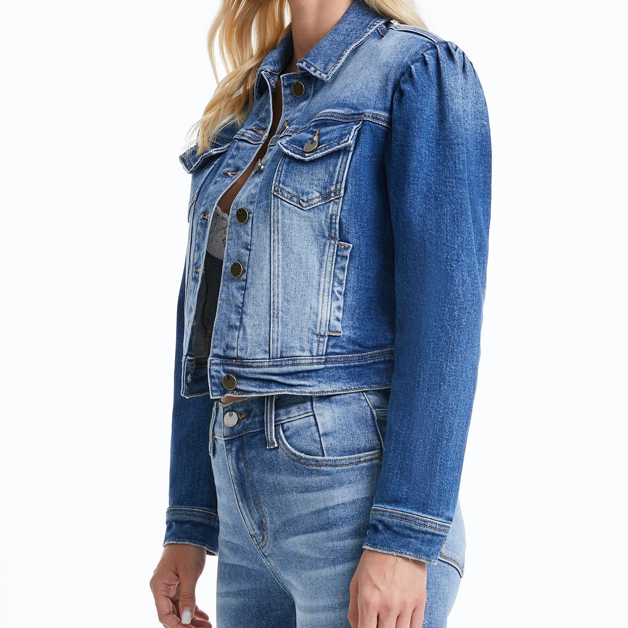 Puff Sleeve Denim Jacket
