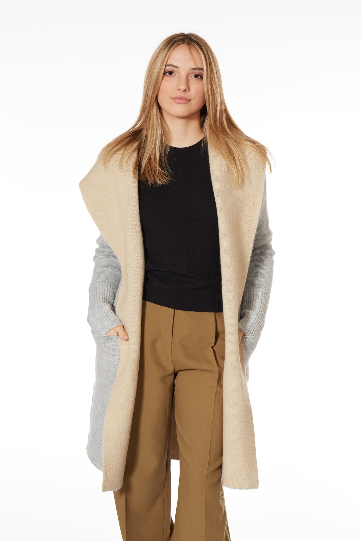 Two Tone Hooded Duster