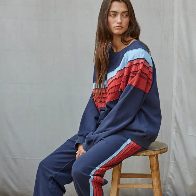Finish Line Retro Stripe Crewneck