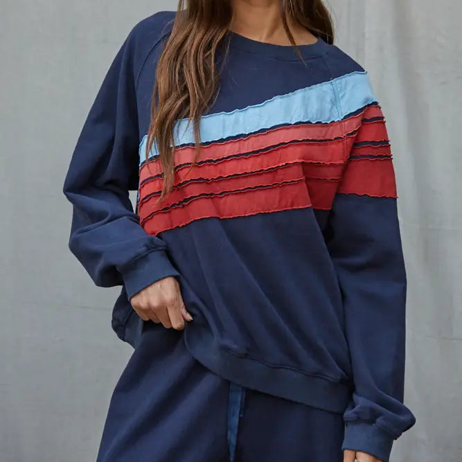 Finish Line Retro Stripe Crewneck