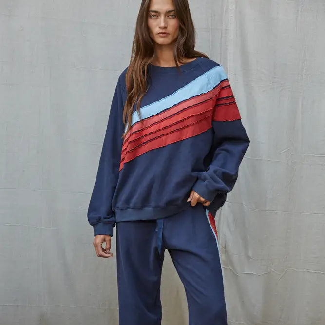 Finish Line Retro Stripe Crewneck