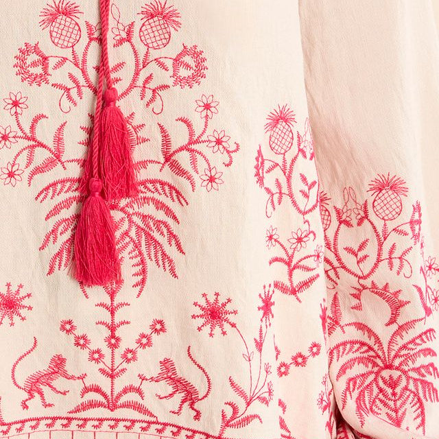 Floral Embroidered Tassel Tie Top Secondary image