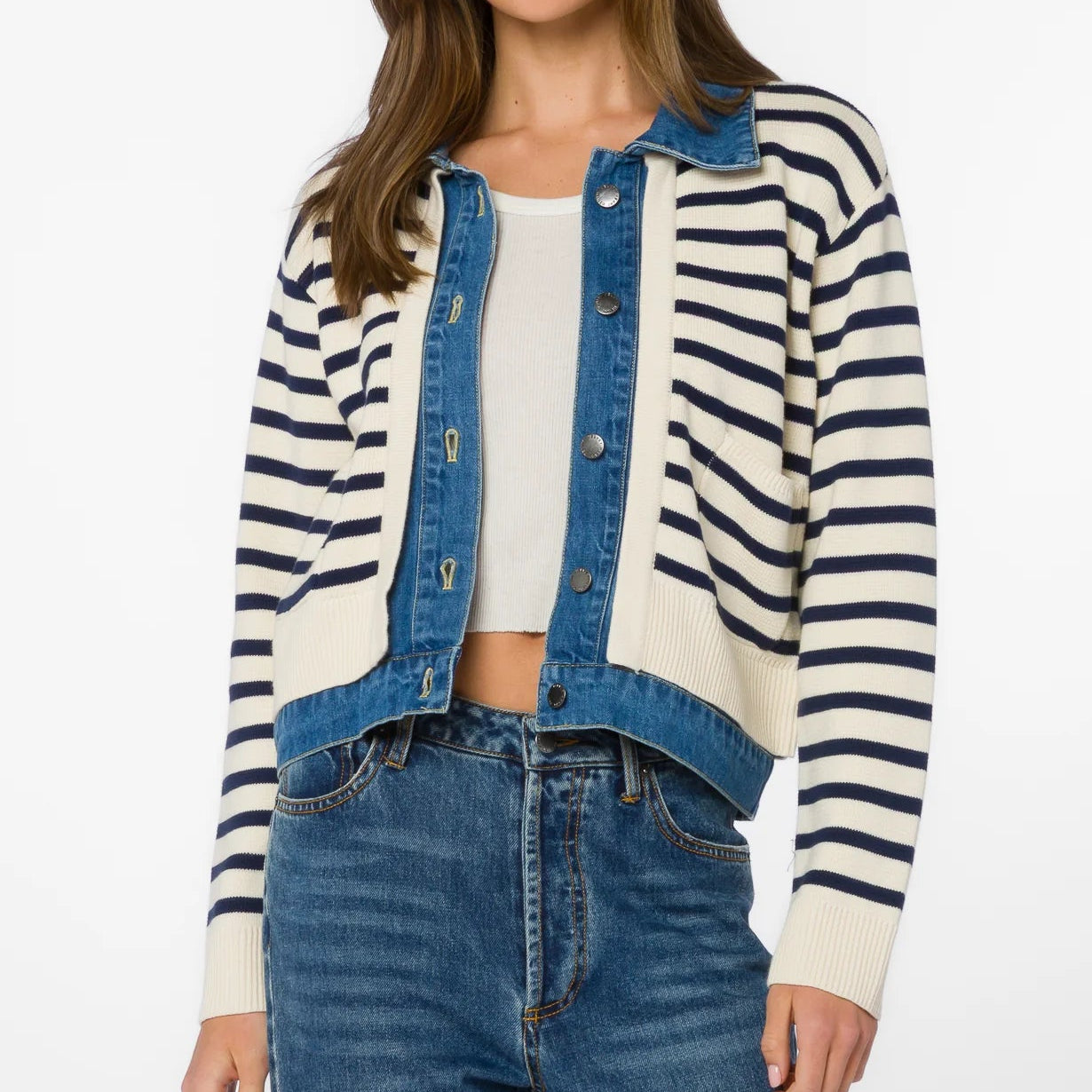 Francis Denim Collared Long Sleeve