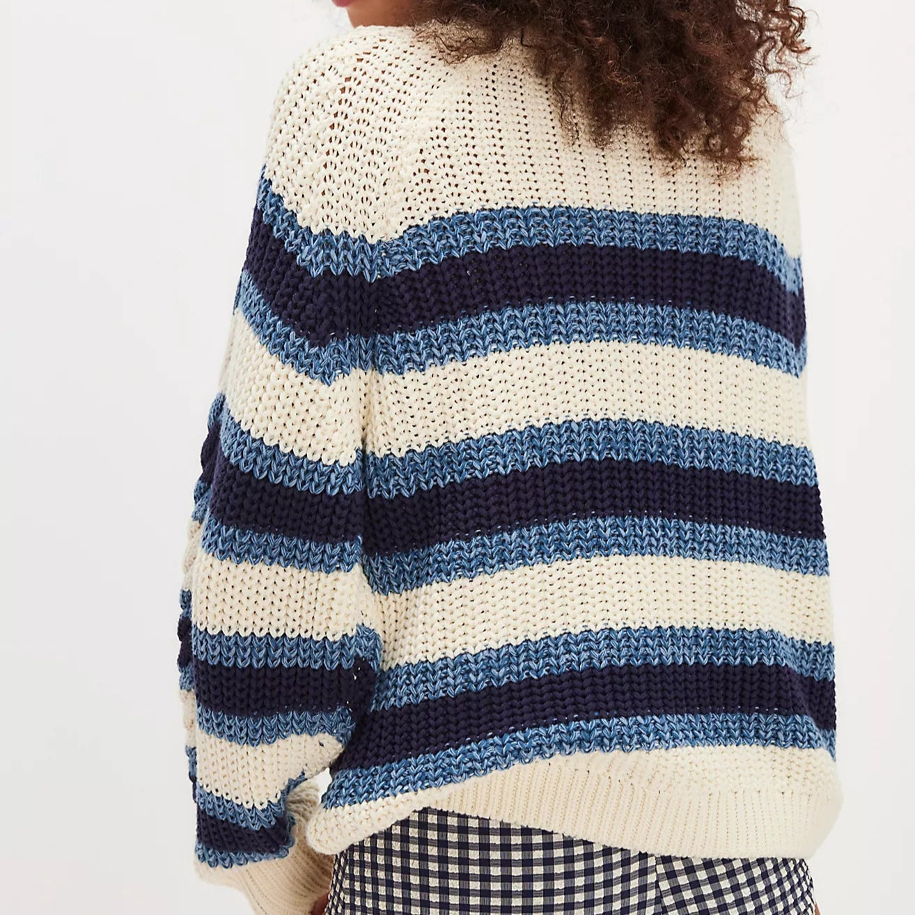 Free People Frankie Cable Striped Pullover