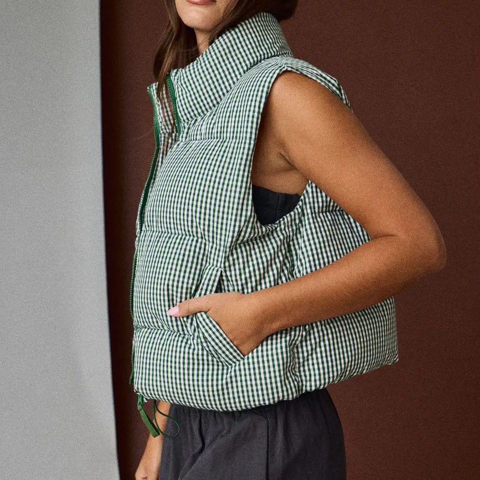 Gingham Puffer Vest