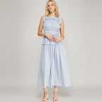 Gingham Shirring Maxi Dress