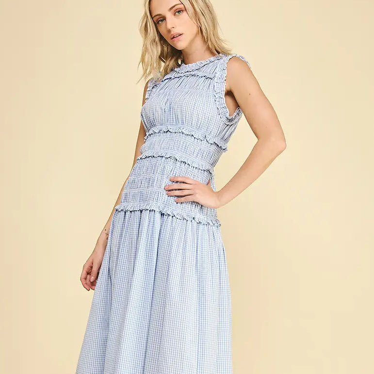 Gingham Shirring Maxi Dress Main image