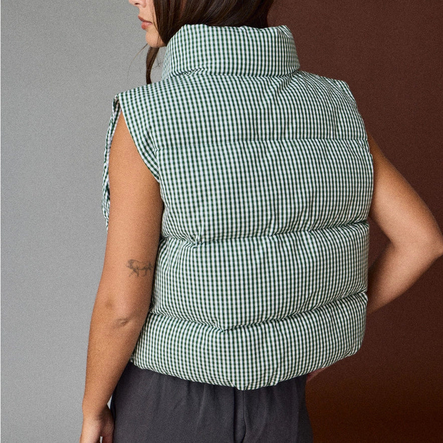 Gingham Puffer Vest