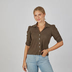 Grace Button-Up Elbow-Length Tee