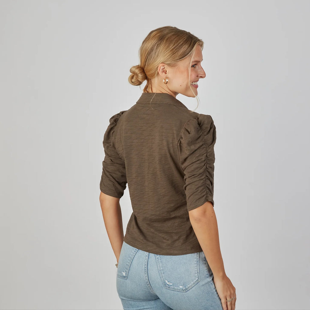 Grace Button-Up Elbow-Length Tee