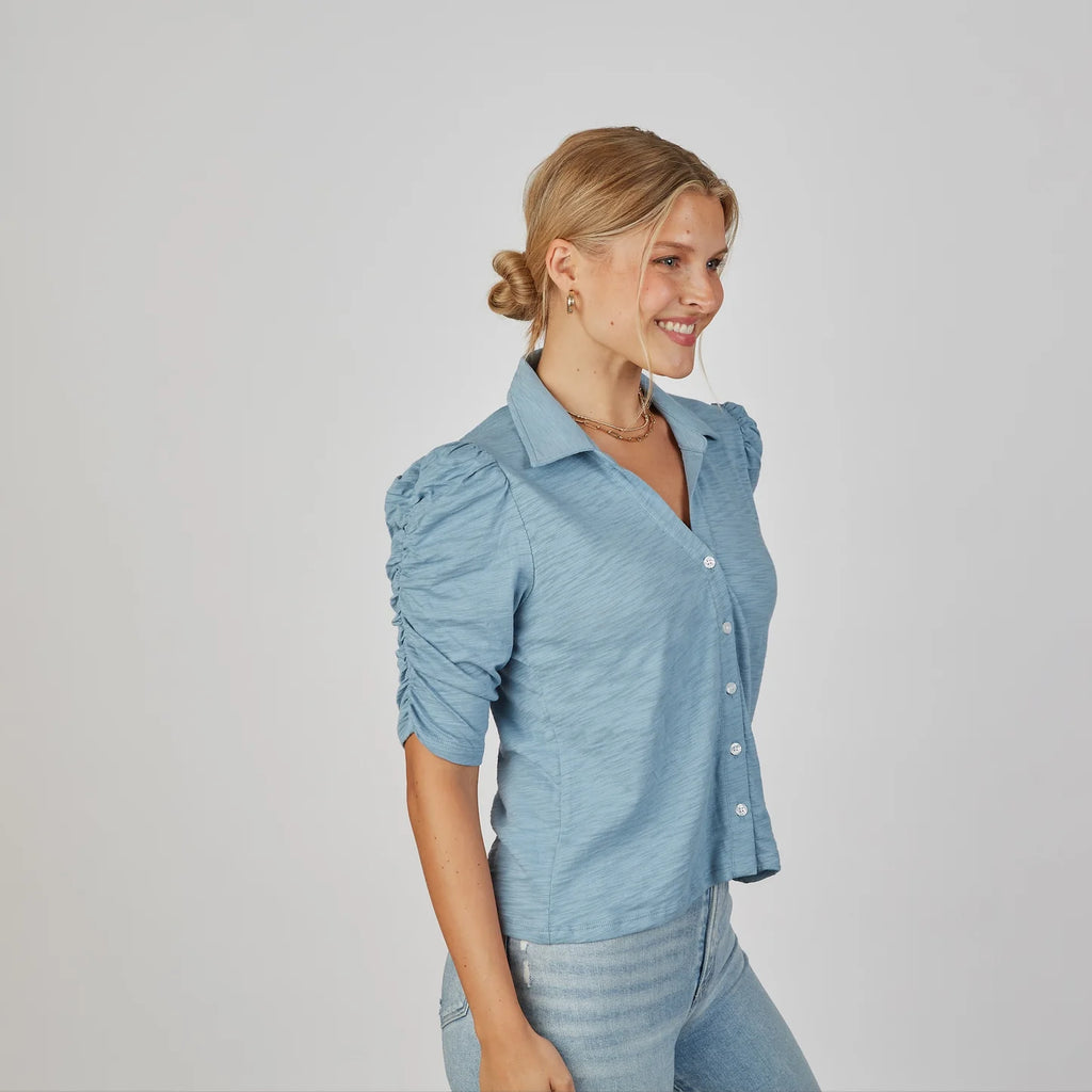 Grace Button-Up Elbow-Length Tee