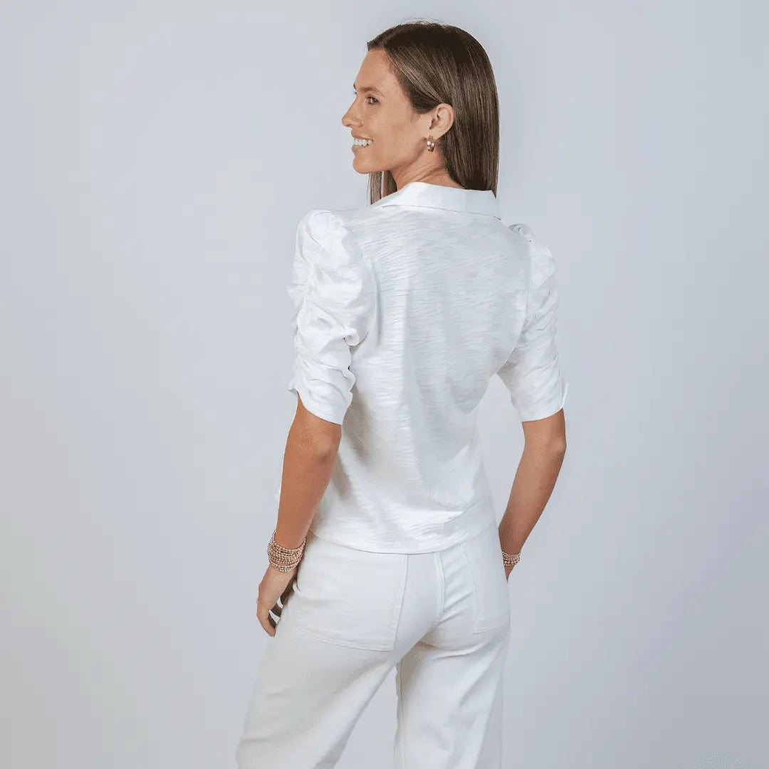 Grace Button-Up Elbow-Length Tee