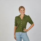 Grace Button-Up Elbow-Length Tee