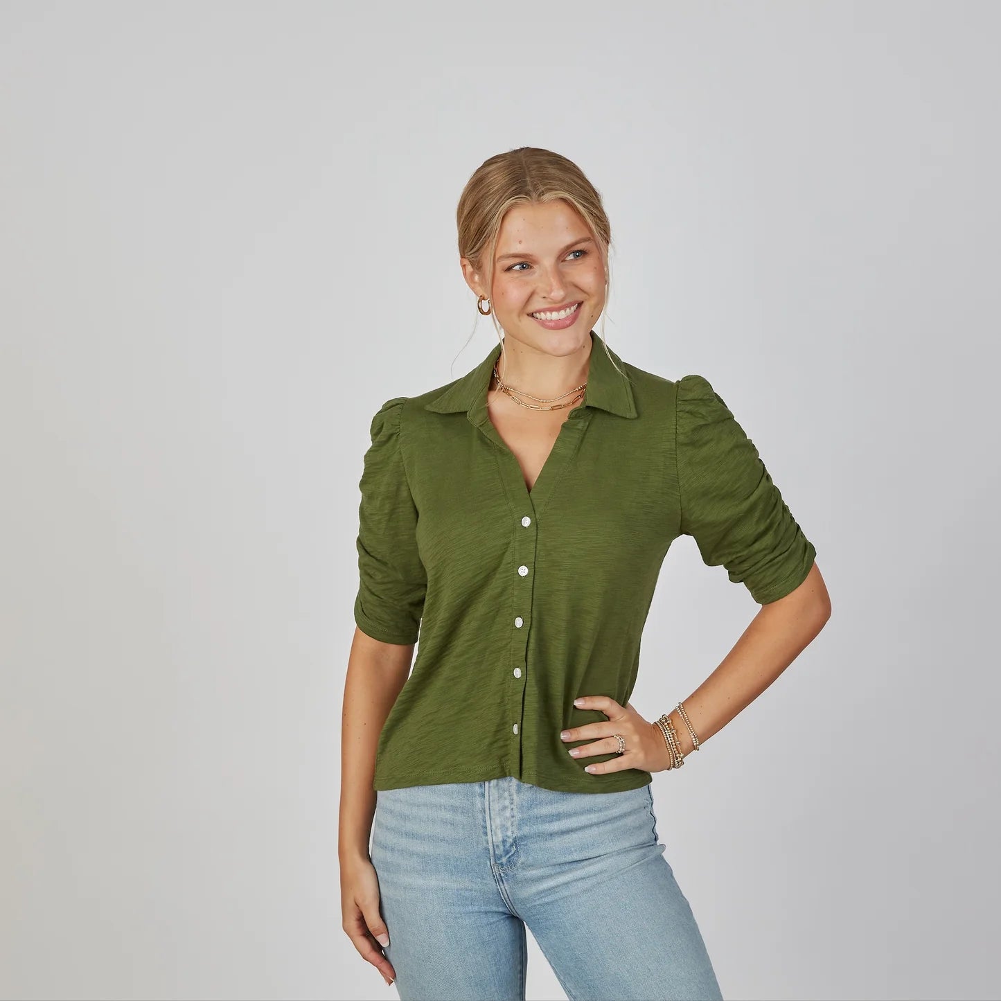 Grace Button-Up Elbow-Length Tee Main image