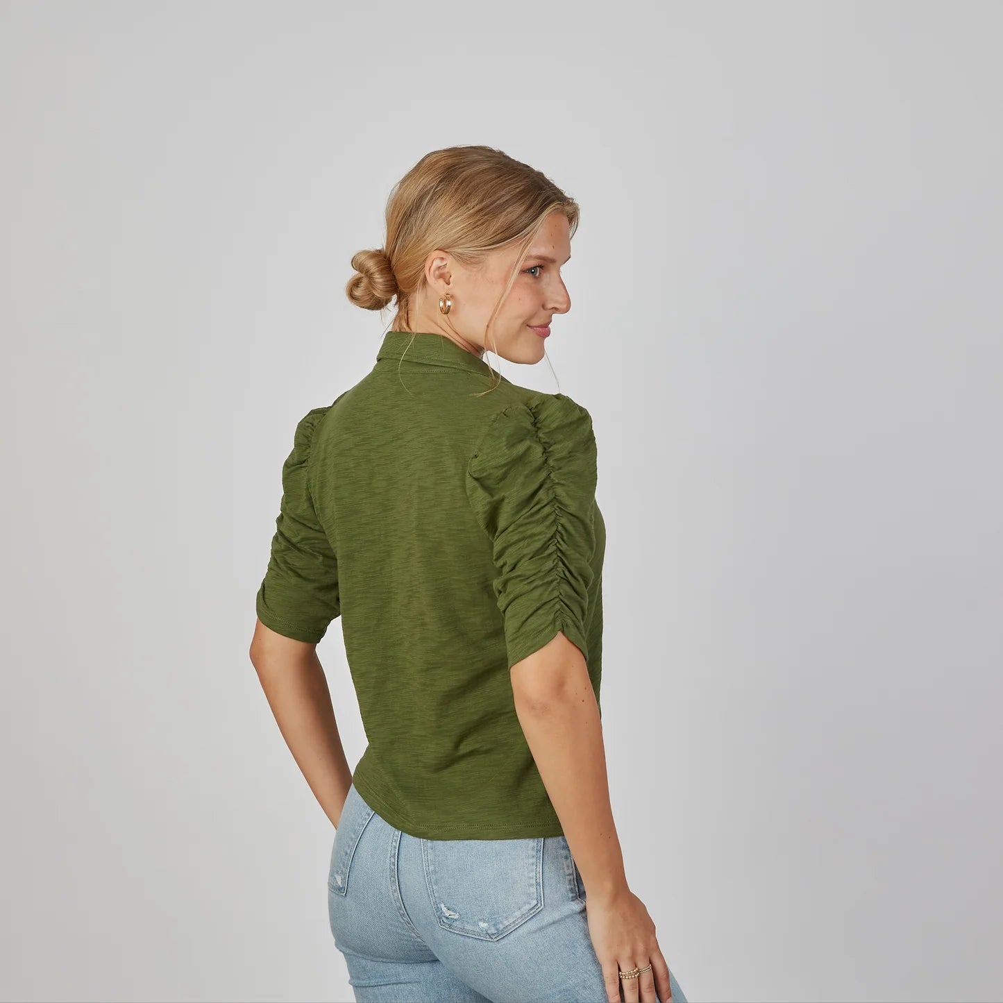 Grace Button-Up Elbow-Length Tee