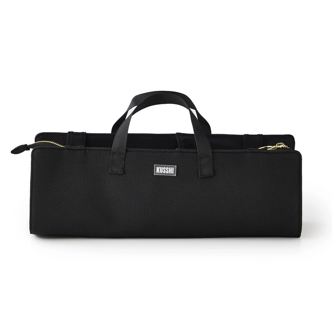 Kusshi black hair tools bag with dual handles and zippered compartments for organizing styling supplies Main image