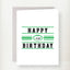 Happy Eagles Birthday greeting card with green and black striped design and Philadelphia Eagles football logo