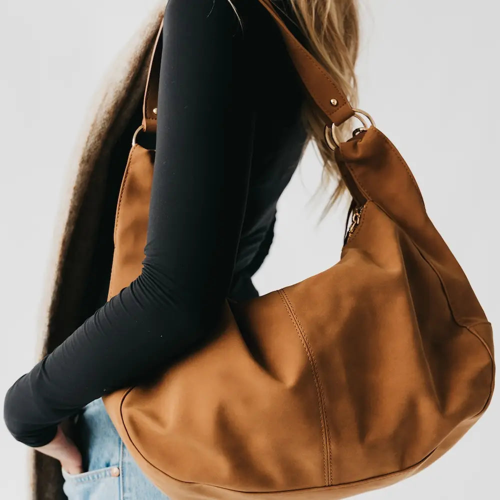 Hazel Hobo Suede Shoulder Bag