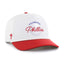 White and red '47 Brand Philadelphia Phillies baseball cap with embroidered Phillies logo and text on front