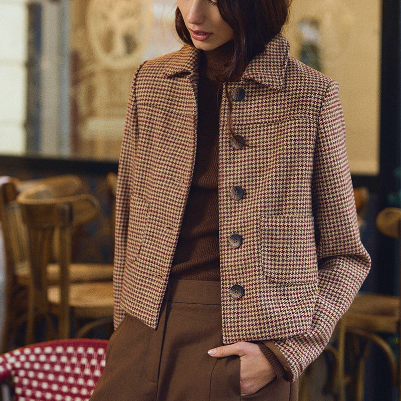Houndstooth Button Front Jacket