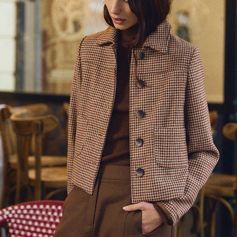 Houndstooth Button Front Jacket