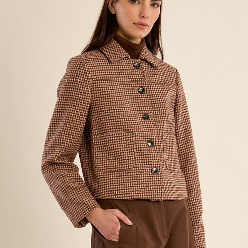 Houndstooth Button Front Jacket