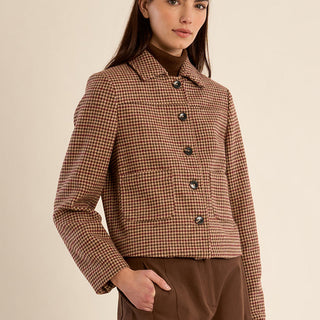 Houndstooth Button Front Jacket