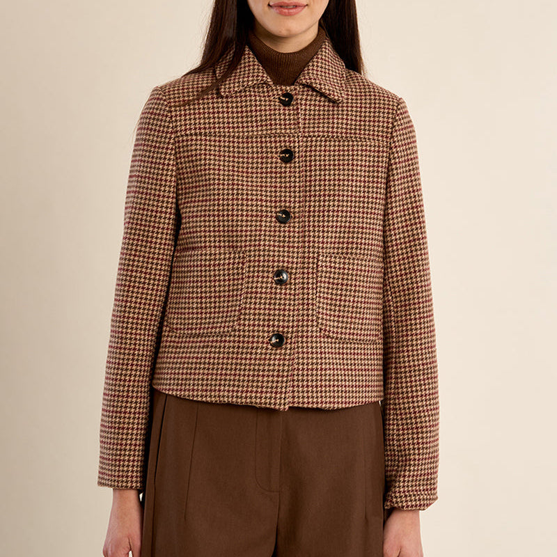 Houndstooth Button Front Jacket