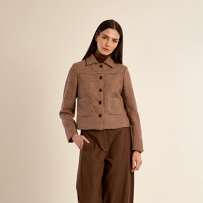 Houndstooth Button Front Jacket